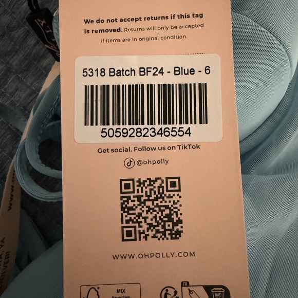 Oh Polly Light Blue Mini Dress with Sheer Sleeves - Picture 6 of 6